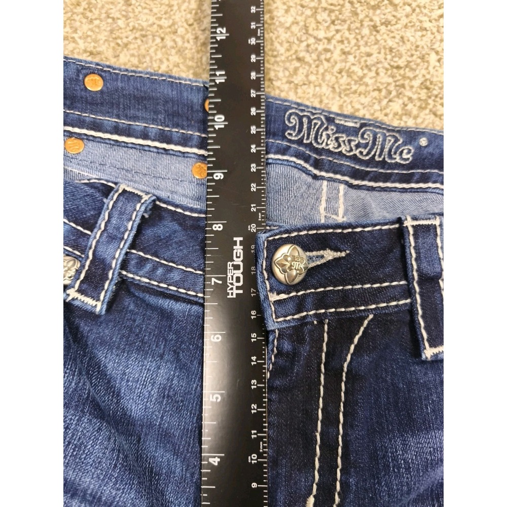 Miss Me Jeans Womens 30x34 Bootcut Blue Bling Flap Pocket Y2K - Picture 8 of 9